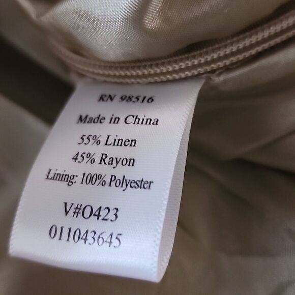 Linen Blend 2 Piece Summer Neutral Embroidered Blazer/Jacket Size 16 - Picture 9 of 9